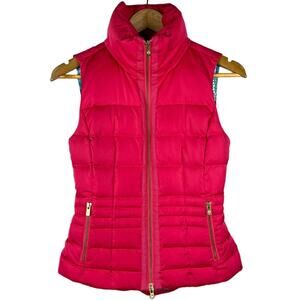 Lilly Pulitzer Hot Pink Syd Full Zipper‎ Puffer Down Blend Vest Size XXS